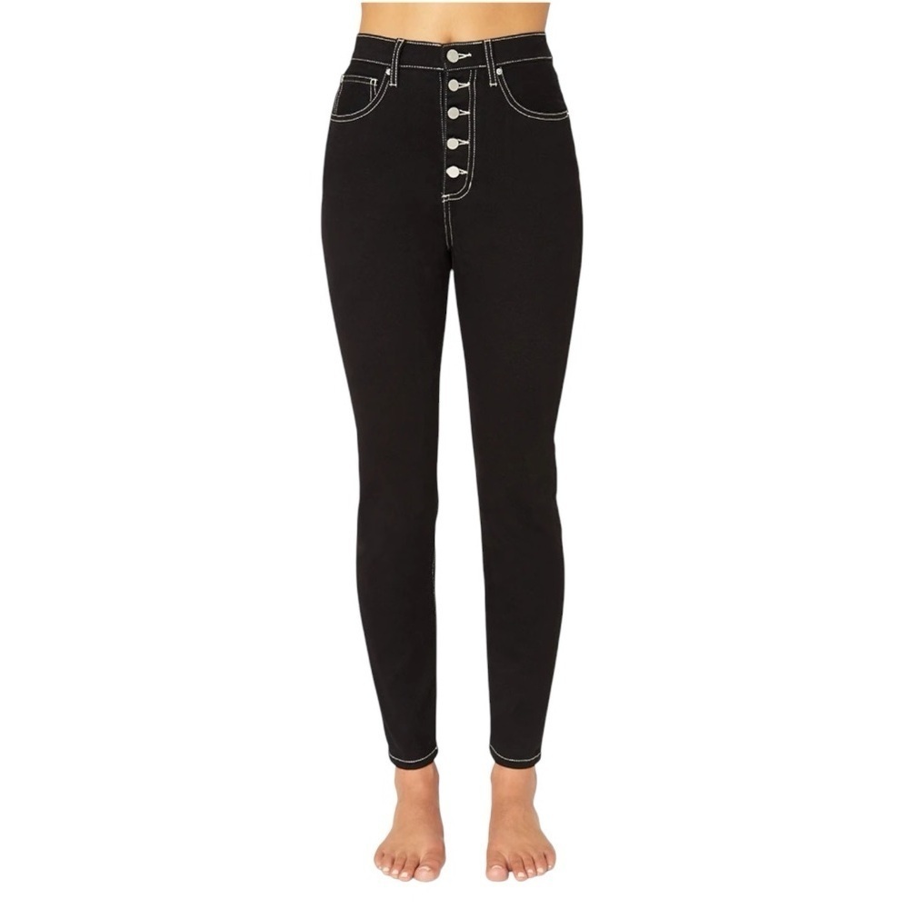 WeWoreWhat The Danielle High Rise Vintage Straight NWT in Black/white stitching